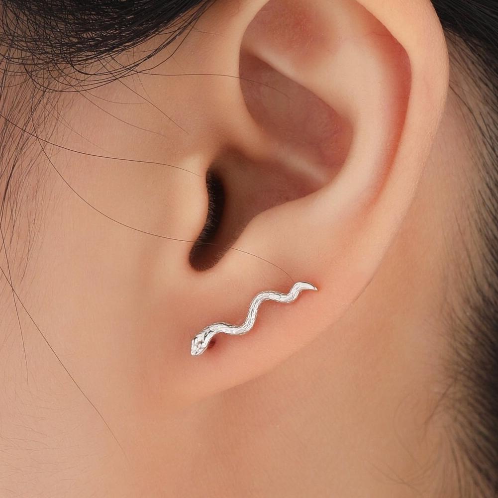 Snake Crawler Earrings in Sterling Silver, Silver or Gold or Rose Gold, Snake Ear Crawlers, Snake Earrings