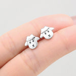 Sheep Face Stud Earrings in Sterling Silver, Silver or Gold, Sheep Earrings, Sheep Head Earrings, Farm Earrings