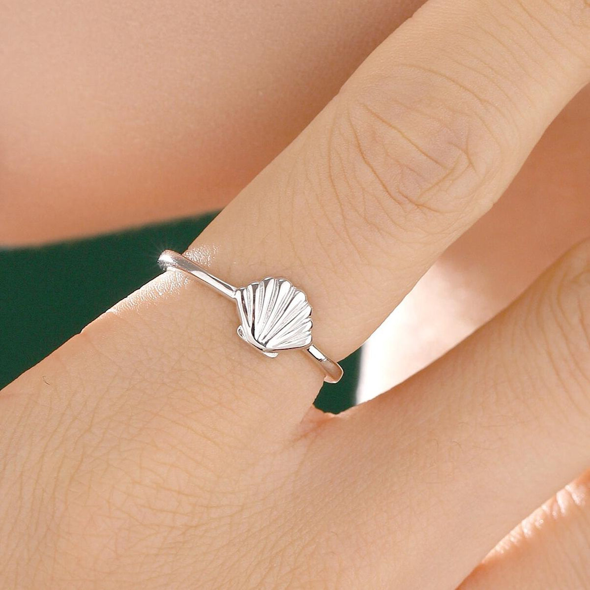 Sterling Silver Cute Little Shell Ring, Adjustable Size, Cute Sea Shell Ring, Dainty and Delicate, Shell Fossil Ring