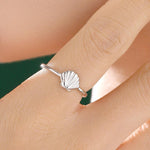 Sterling Silver Cute Little Shell Ring, Adjustable Size, Cute Sea Shell Ring, Dainty and Delicate, Shell Fossil Ring