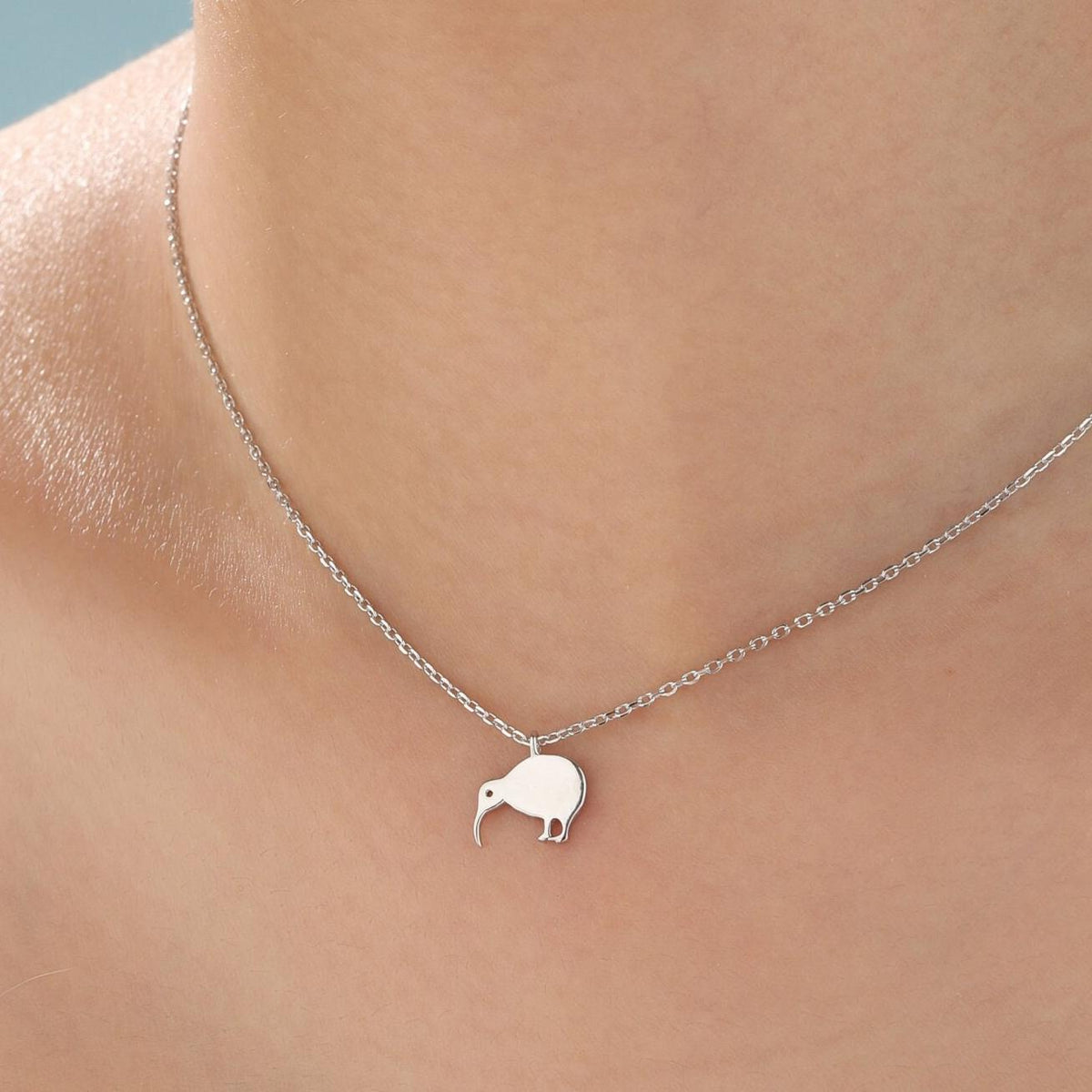 Cute Little Kiwi Bird Pendant Necklace in Sterling Silver, Silver or Gold, Kiwi Bird Necklace in Silver