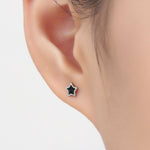 Black Star Earrings, Black Enamel Star, Star Earrings