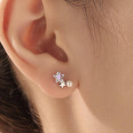 Tiny Moonstone Star and Pearl Stud Earrings in Sterling Silver, Silver or Gold or Rose Gold, Aurora Star Earrings, Sunburst Earrings