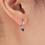Tiny Black CZ Huggie Hoop in Sterling Silver, Silver or Gold or Rose Gold, Minimalist Simple Hoop Earrings, 4mm CZ Hoops