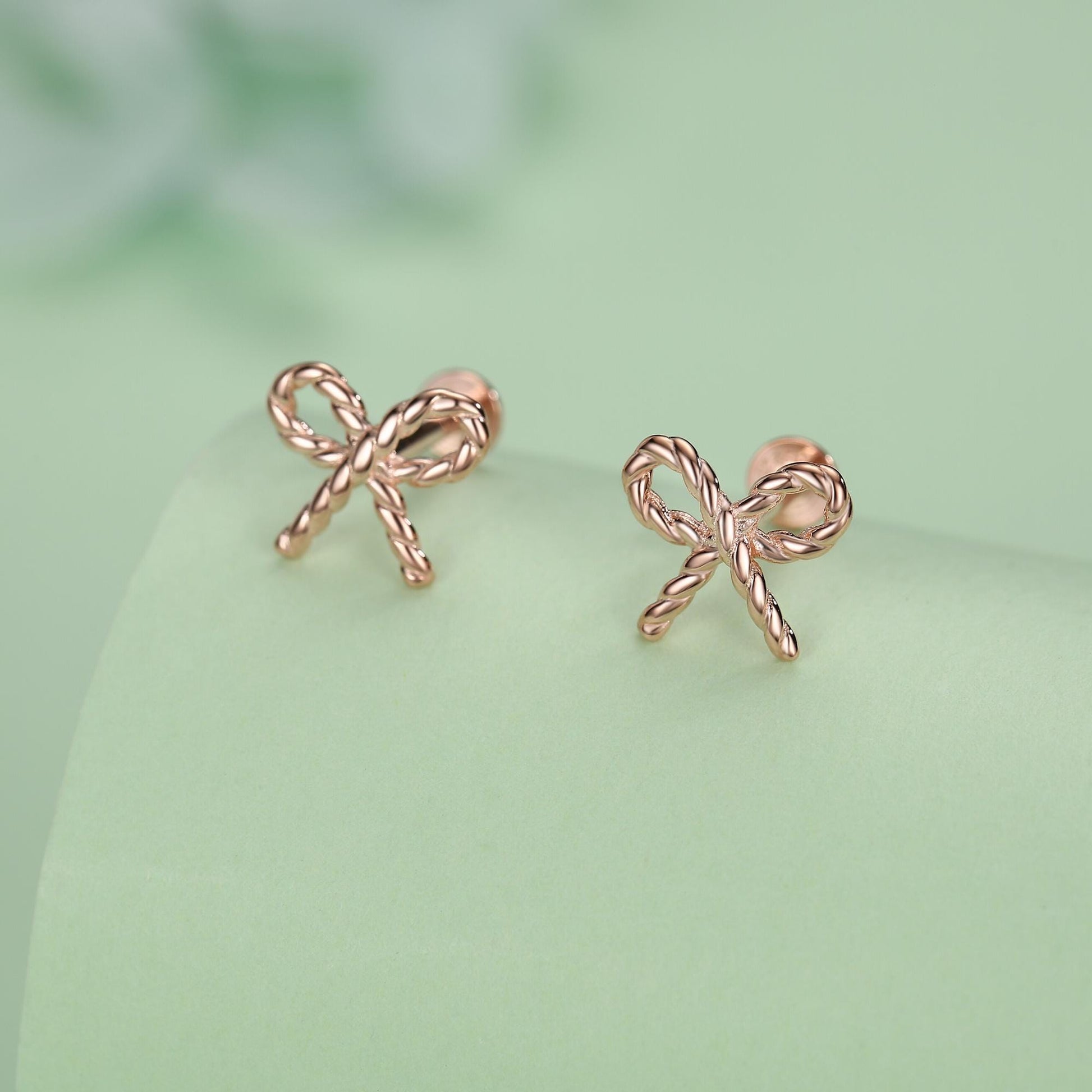 Sterling Silver Bow Stud Earrings 16G Flat Back Labret