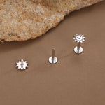 Sterling Silver Cute Sun Stud Earrings 16G Flat Back Labret