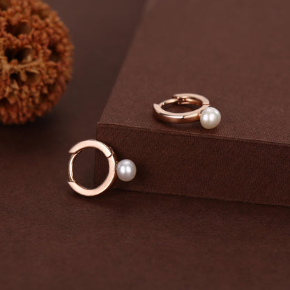 Natural Freshwater Pearl Huggie Hoops, Single Pearl Hoops, Silver or Gold, Genuine Pearl Huggie Hoops, Keshi Pearl Earrings