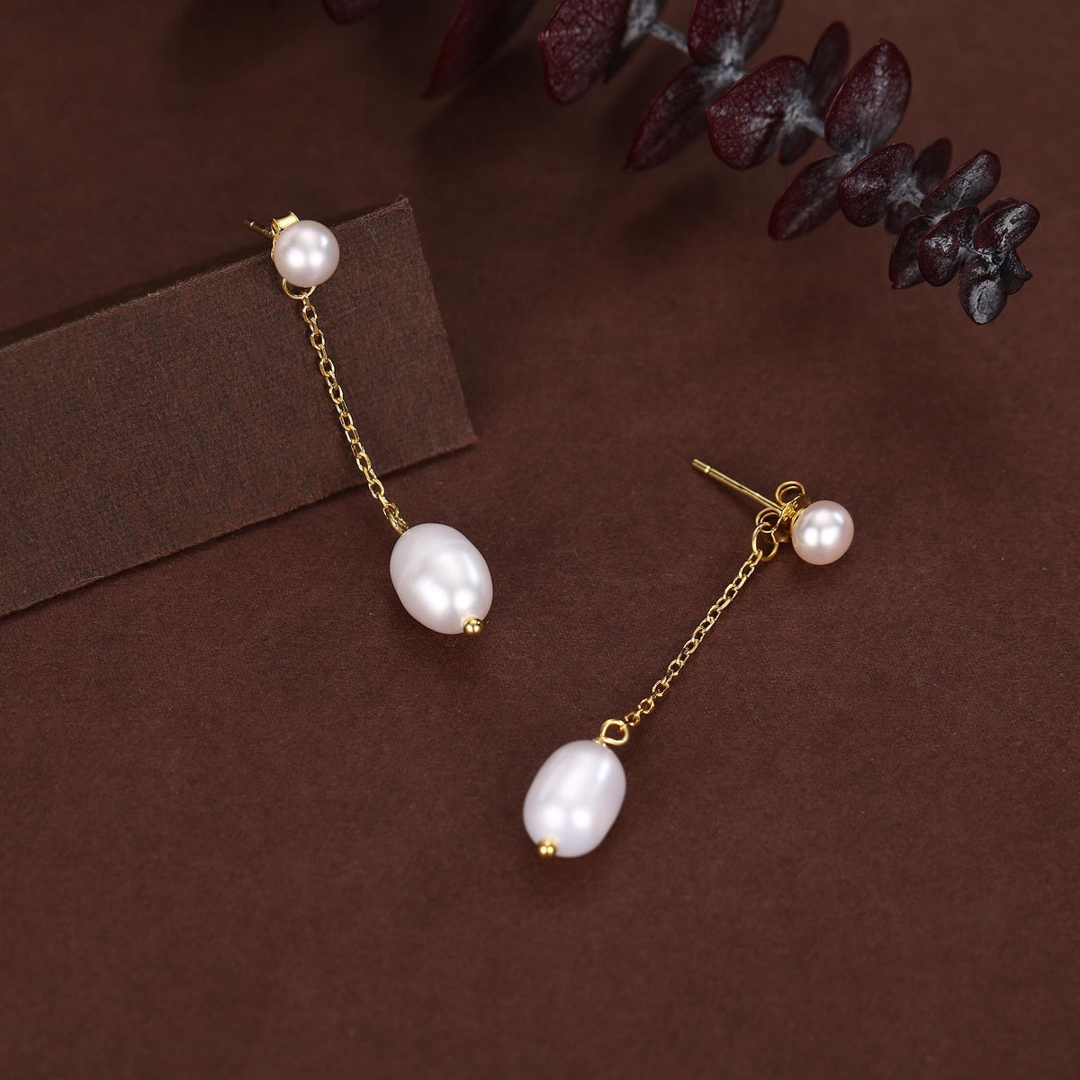 Sterling Silver Natural Freshwater Pearl Ear Jacket Earrings in Sterling Silver, Silver or Gold, Baroque Pearl Ear Jacket, Genuine Pearls