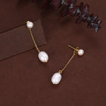 Sterling Silver Natural Freshwater Pearl Ear Jacket Earrings in Sterling Silver, Silver or Gold, Baroque Pearl Ear Jacket, Genuine Pearls