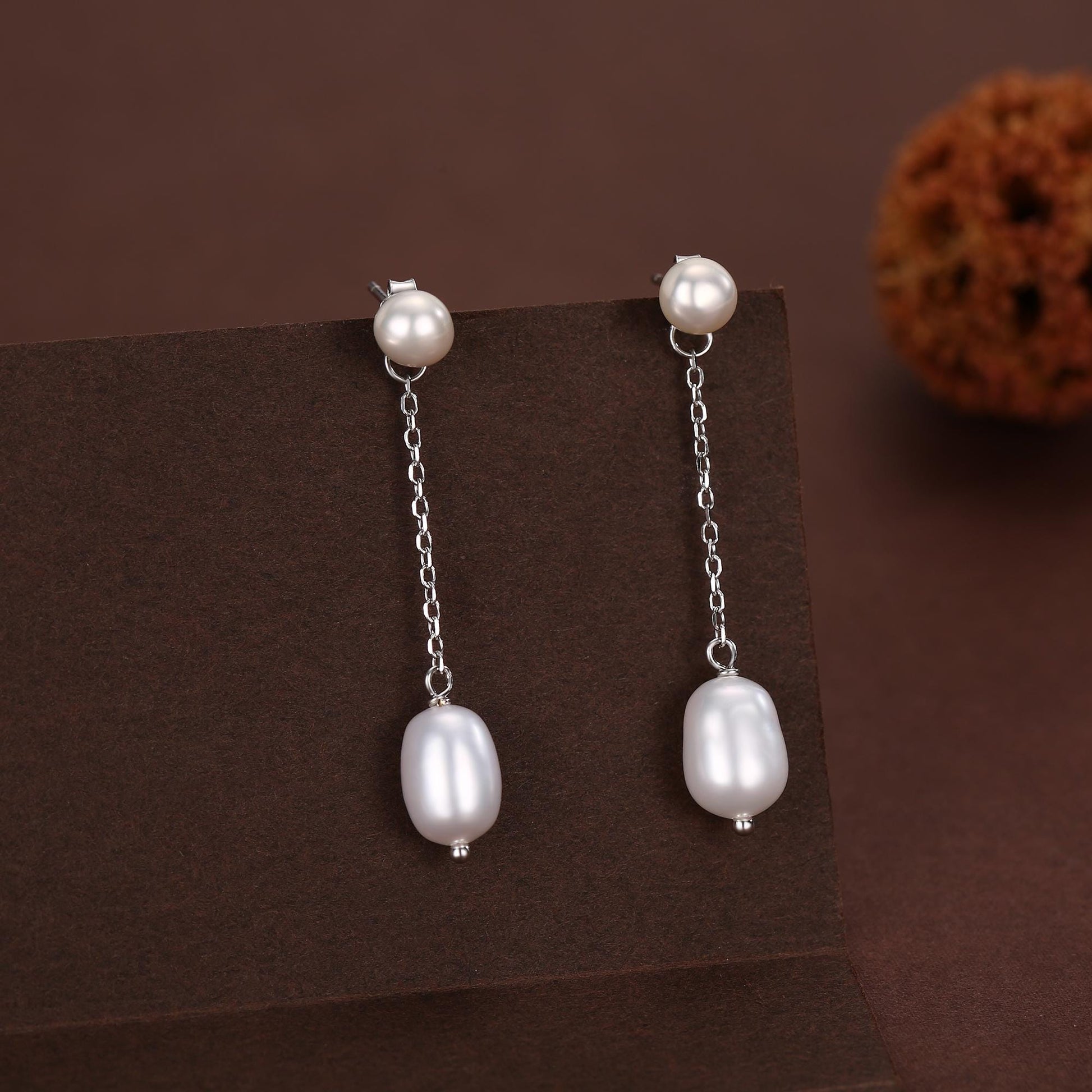 Sterling Silver Natural Freshwater Pearl Ear Jacket Earrings in Sterling Silver, Silver or Gold, Baroque Pearl Ear Jacket, Genuine Pearls