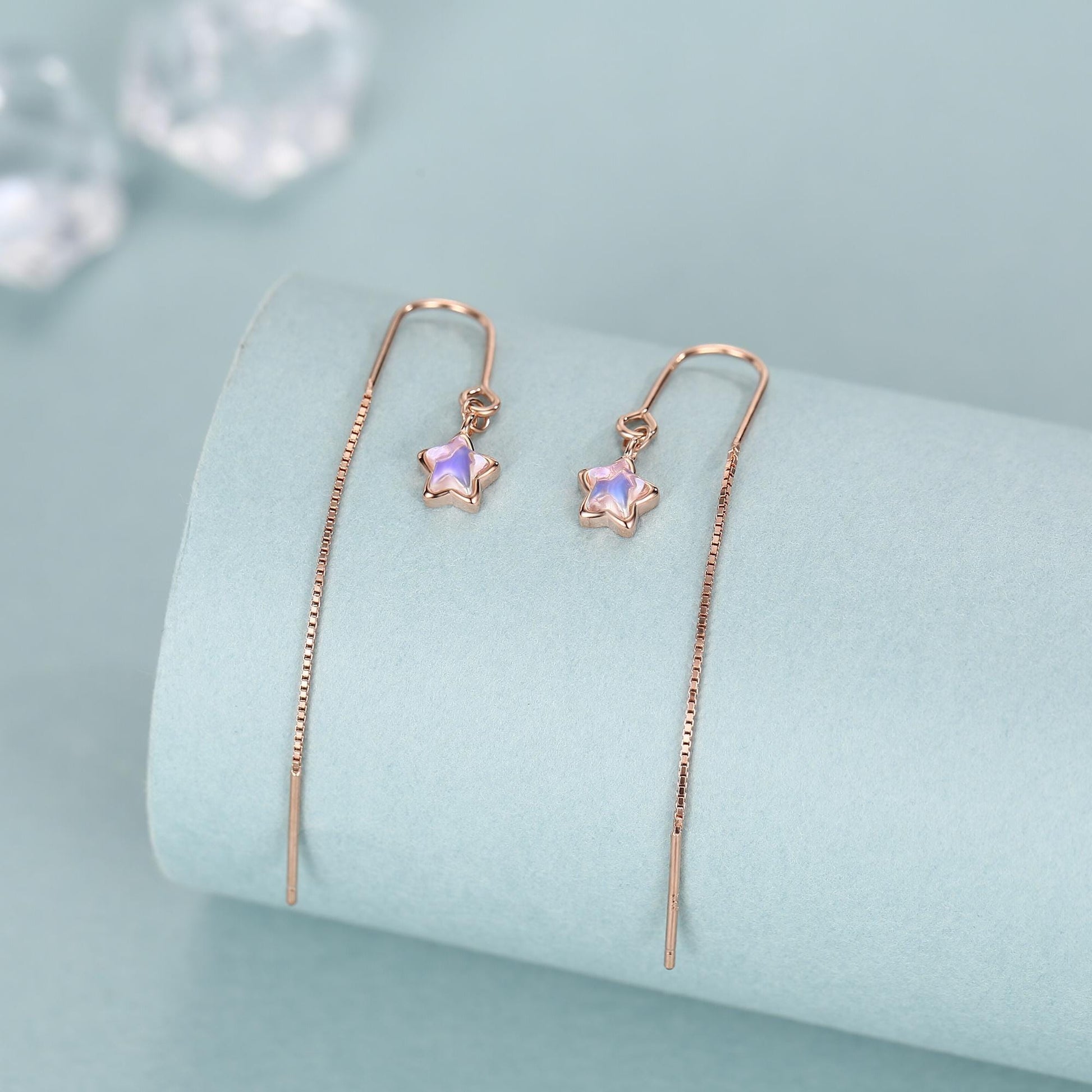 Sterling Silver Opalite Star Threader Earrings