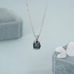 Moss Agate Pear Pendant Necklace