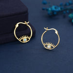 Aqua Green Opal Eye Hoop Earrings in Sterling Silver, Silver or Gold Evil Eye Hoops, Simulated Opal, Evil Eye Earrings, Lab Opal Earrings