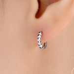 Sapphire Blue CZ Bezel Huggie Hoop in Sterling Silver, 8mm, Silver or Gold, Green Minimalist Simple Hoop Earrings, Green CZ Hoops