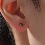 Black CZ Flower Screw Back Earrings in Sterling Silver, Forget Me Not Floral CZ Earrings, Silver or Gold, Flower CZ Earrings