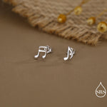 Mismatched Music Notes Stud Earrings in Sterling Silver, Music Symbol Stud Earrings, Cute Fun Earrings for Music Lover