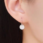 Sterling Silver Disks Drop Hook Earrings, Round Disk Geometric Earrings, Gold or Silver or Rose Gold, Dainty and Delicate