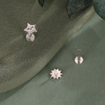 Sterling Silver Sun and Star 16G Flat Back Labret Earrings