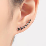 Black CZ Cluster Crawler Earrings in Sterling Silver, Silver or Gold or Rose Gold, Black CZ Ear Crawlers, CZ Cluster Earrings