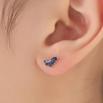 Sapphire Blue CZ Marquise Cluster Stud Earrings in Sterling Silver, Silver or Gold, Marquise Earrings, CZ Wing Earrings, Mini Crawler