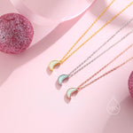 Extra Tiny Opal Moon Necklace in Sterling Silver, Silver or Gold or Rose Gold, Blue Opal or White Opal Necklace