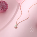 Extra Tiny Opal Moon Necklace in Sterling Silver, Silver or Gold or Rose Gold, Blue Opal or White Opal Necklace