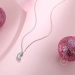 Extra Tiny Opal Moon Necklace in Sterling Silver, Silver or Gold or Rose Gold, Blue Opal or White Opal Necklace