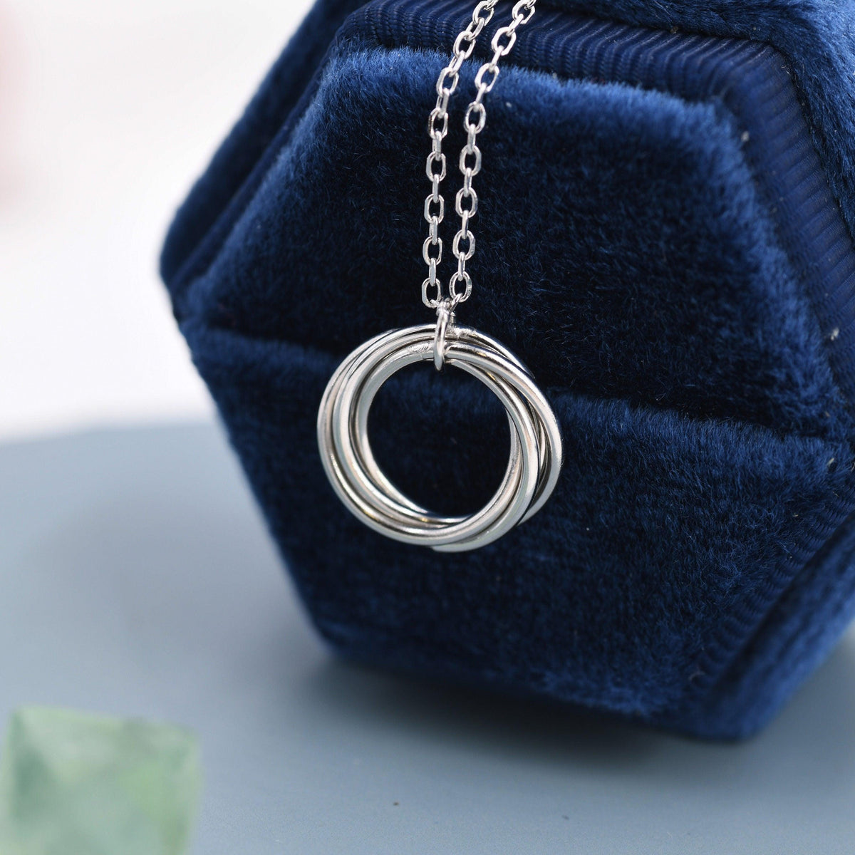 Sterling Silver Four Interlocking Circles Pendant Necklace, Four Entwined Rings for 40s, 40th Infinity Necklace