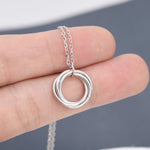 Sterling Silver Four Interlocking Circles Pendant Necklace, Four Entwined Rings for 40s, 40th Infinity Necklace