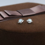 Opal Crystal Planet Stud Earrings in Sterling Silver, Lab Opal Planet Earrings, Fire Opal Saturn Earrings