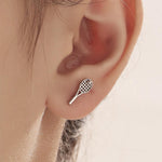 Sterling Silver Tennis Racket Stud Earrings, Silver or Gold or Rose Gold, Tennis Ball Earrings