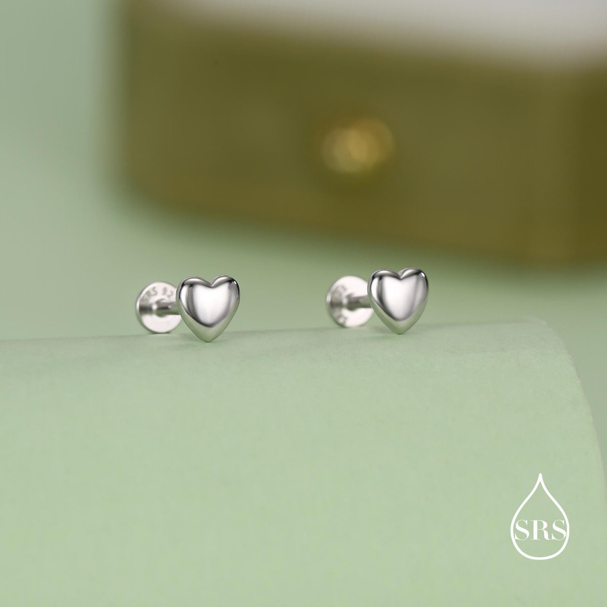 Sterling Silver 5mm Heart 16G Flat Back Stud Earrings