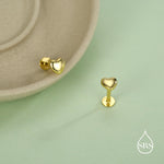 Sterling Silver 5mm Heart 16G Flat Back Stud Earrings