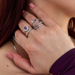 Natural Amethyst and Opal Ring in Sterling Silver, Silver or Gold, Natural purple Amethyst Ring, Vintage Inspired Design, US 5-8