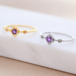 Natural Amethyst and Opal Ring in Sterling Silver, Silver or Gold, Natural purple Amethyst Ring, Vintage Inspired Design, US 5-8