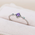 Natural Amethyst and Opal Ring in Sterling Silver, Silver or Gold, Natural purple Amethyst Ring, Vintage Inspired Design, US 5-8