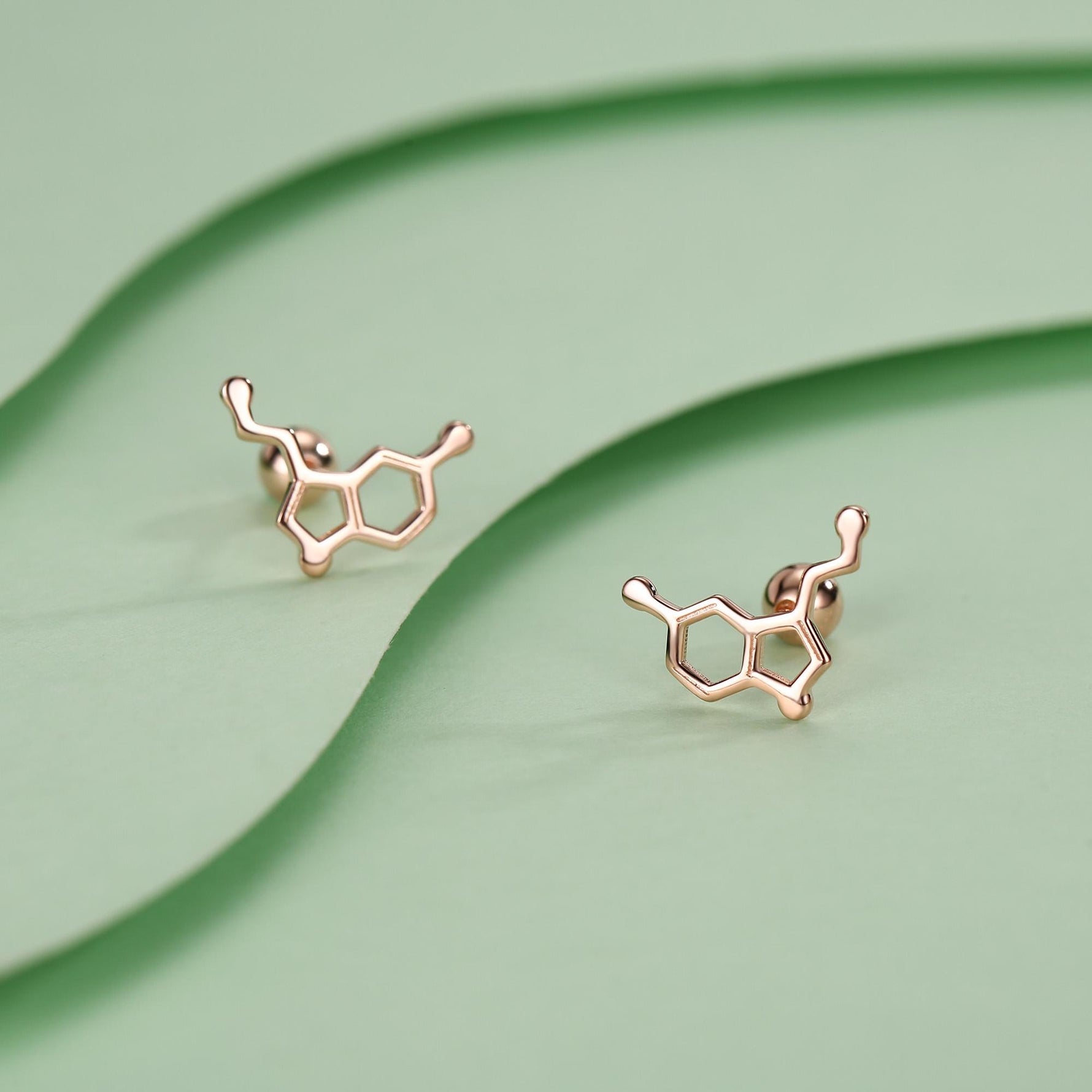 Happiness Molecules Serotonin 18G Screw Back Stud Earrings with Ball Backs