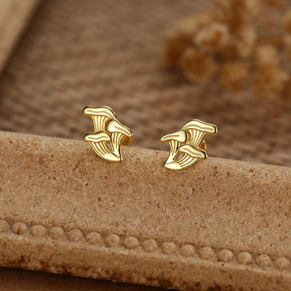 Sterling Silver Chanterelle Mushroom 16G Flat Back Labret Earrings