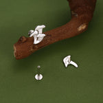 Sterling Silver Mismatched Chanterelle Mushroom 16G Flat Back Labret Earrings