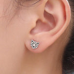 Leopard Stud Earrings in Sterling Silver, Silver or Gold, Leopard Face Earrings, Animal Earrings, Nature Inspired