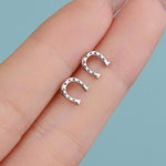 Sterling Silver Horseshoe 18G Screw Back Stud Earrings