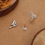 Sterling Silver Lily of the Valley 16G Flat Back Labret Earrings
