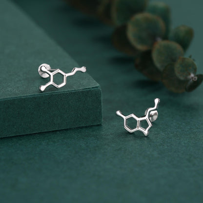 Sterling Silver Serotonin and Dopamine 16G Flat Back Labret Earrings