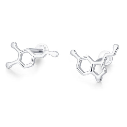 Sterling Silver Serotonin and Dopamine 16G Flat Back Labret Earrings