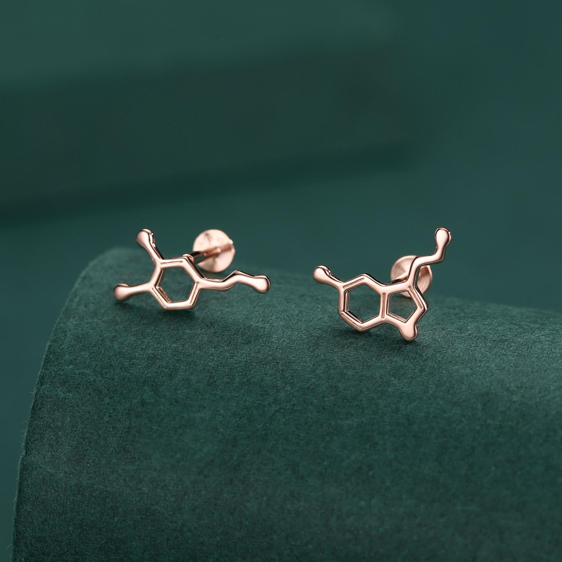 Sterling Silver Serotonin and Dopamine 16G Flat Back Labret Earrings