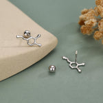 Sterling Silver Serotonin Molecule 18G Screw Back Stud Earrings