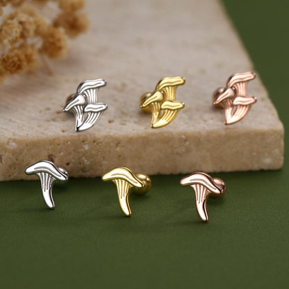 Sterling Silver Mismatched Chanterelle Mushroom 18G Screw Back Ball Stud Earrings with Ball Backs