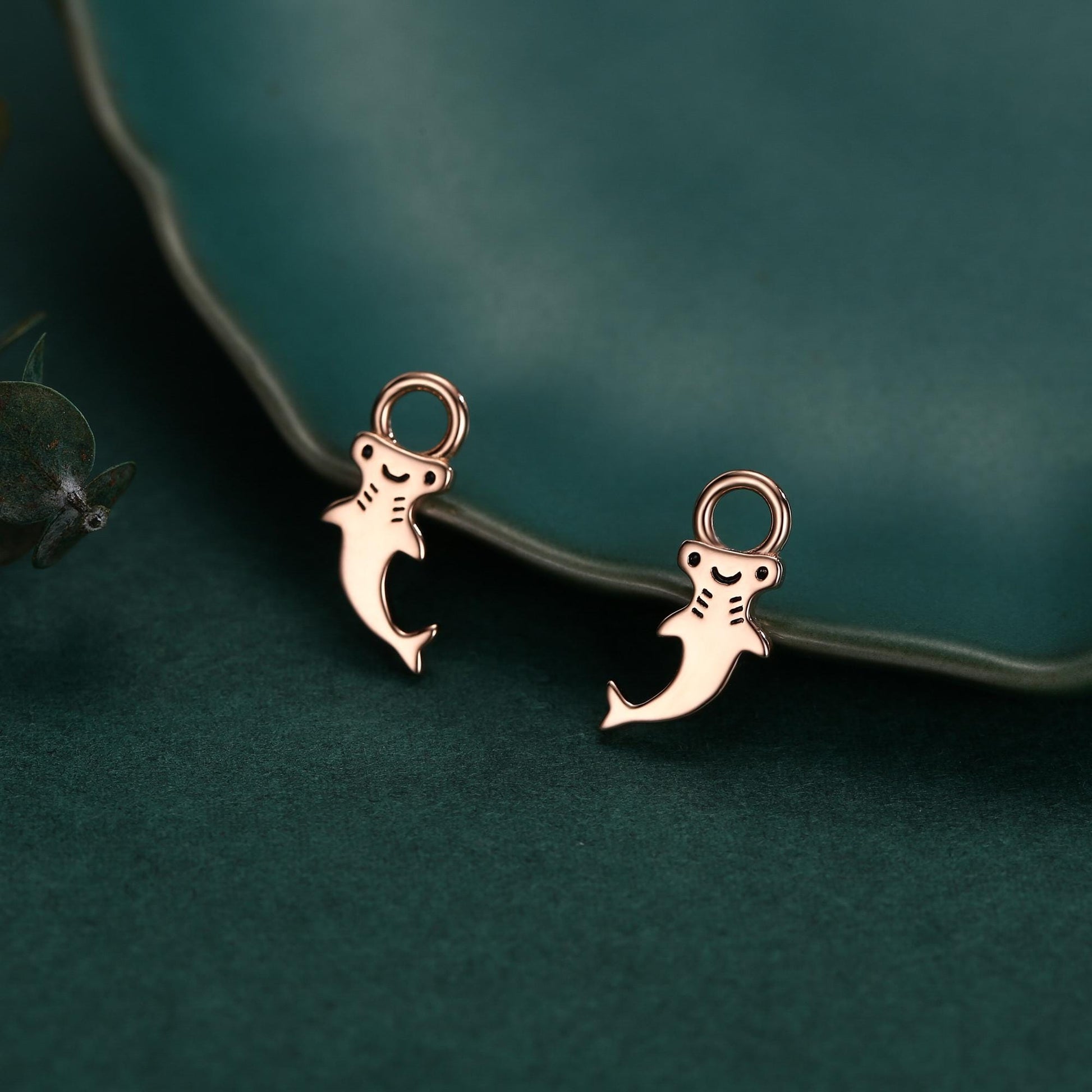 Sterling Silver Kawaii Hammerhead Shark Charms for Hoop Earrings