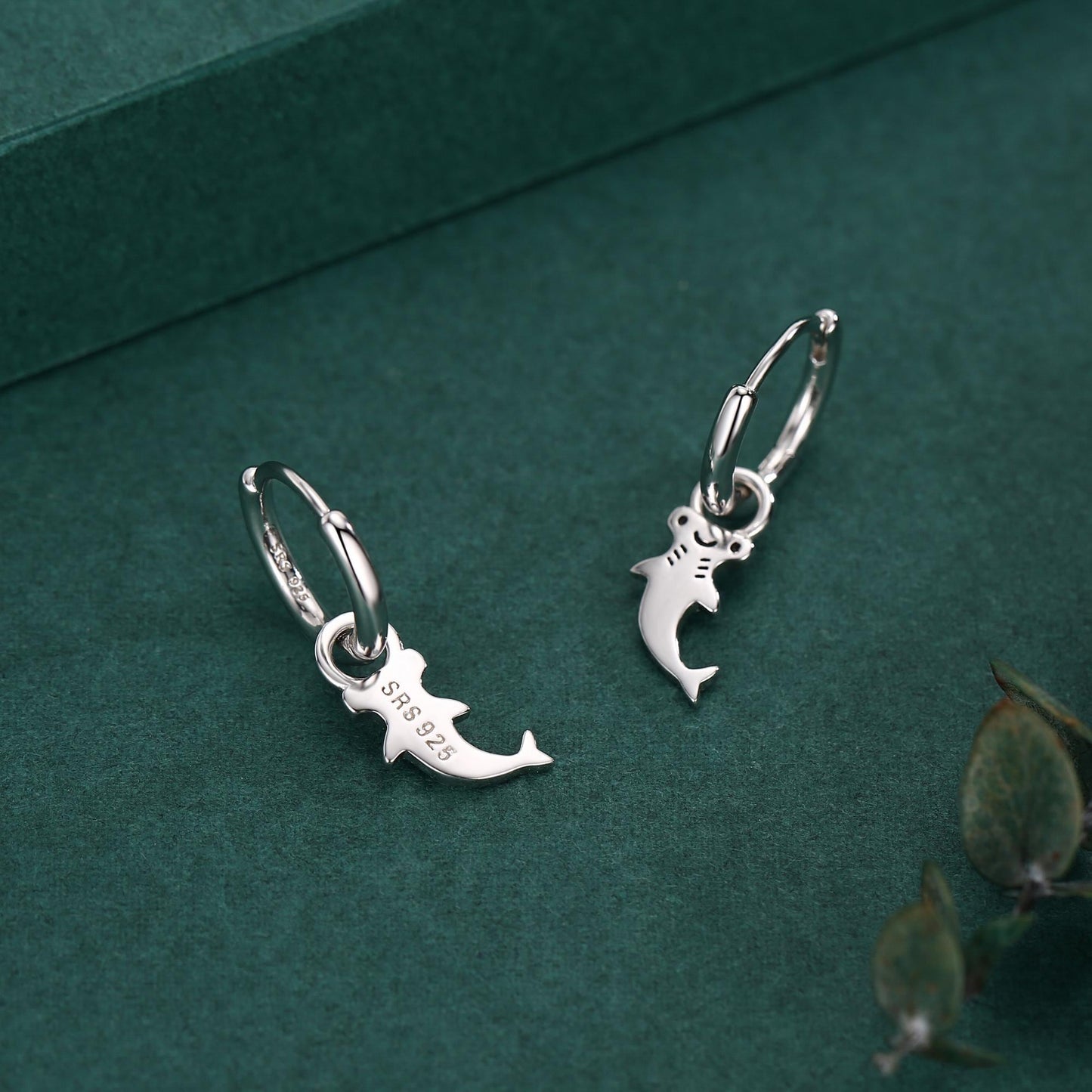 Sterling Silver Kawaii Hammerhead Shark Charms for Hoop Earrings
