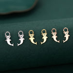 Sterling Silver Kawaii Hammerhead Shark Charms for Hoop Earrings